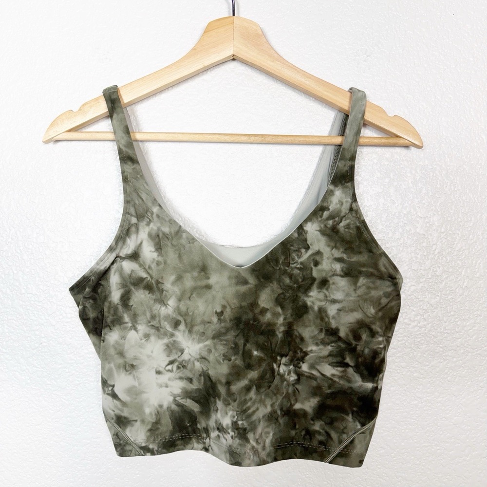 Lululemon Align Tank Top Women's Size 10 V Neck Built In Bra Olive Dye Active